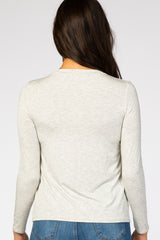 Heather Grey Solid Layered Front Long Sleeve Nursing Top