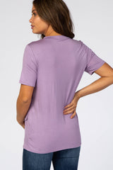 Lavender Short Sleeve Curved Hem Maternity Nursing Top
