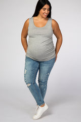 Blue Distressed Skinny Maternity Plus Jeans