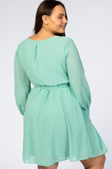 Mint Green Chiffon Plus Wrap Dress