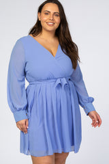 Periwinkle Chiffon Plus Wrap Dress