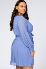 Periwinkle Chiffon Plus Wrap Dress