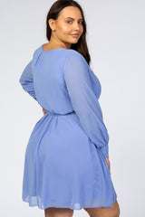 Periwinkle Chiffon Plus Wrap Dress