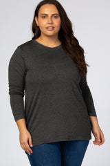 Charcoal Long Sleeve Maternity Plus Top