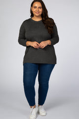 Charcoal Long Sleeve Plus Top