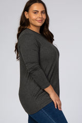 Charcoal Long Sleeve Plus Top