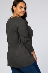 Charcoal Long Sleeve Plus Top