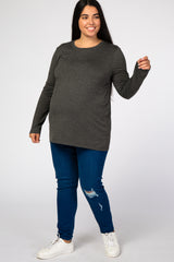 Charcoal Long Sleeve Maternity Plus Top