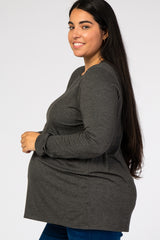 Charcoal Long Sleeve Maternity Plus Top