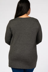 Charcoal Long Sleeve Maternity Plus Top