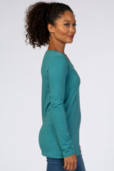 Aqua Fitted V-Neck Top