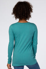 Aqua Fitted V-Neck Top