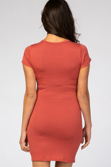 Rust Wrap T-Shirt Dress