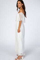 White Lace Off Shoulder Maxi Dress