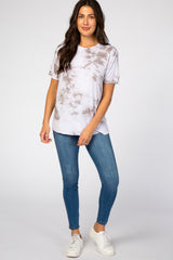 Grey Tie Dye Short Sleeve Top