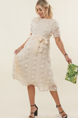Cream Floral Applique Maternity Dress