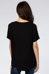 Black V-Neck Short Sleeve Top