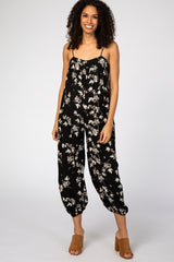 Black Floral Maternity Jumpsuit