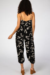 Black Floral Maternity Jumpsuit