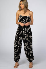 Black Floral Maternity Jumpsuit