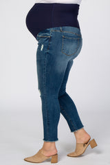 Medium Wash Cropped Plus Maternity Jeans