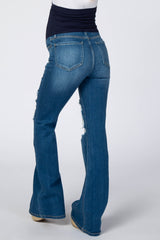 Blue Distressed Maternity Flare Jeans