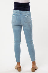 Light Blue Ripped Knee Maternity Skinny Jeans