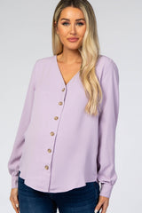 Lavender Button Up Maternity Blouse