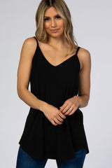 Black Basic Flowy Thin Strap Top