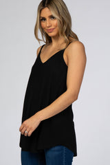 Black Basic Flowy Thin Strap Top