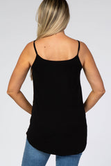 Black Basic Flowy Thin Strap Maternity Top