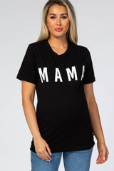 Black Short Sleeve MAMA Graphic Maternity Top