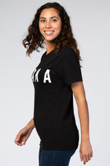 Black Short Sleeve MAMA Graphic Top