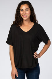 Black Pocket Front Dolman Top