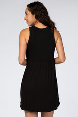 Black Ribbed Sleeveless Dress