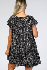 Black Floral Tiered Maternity Mini Dress