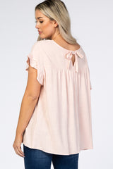 Light Pink Ruffle Sleeve Maternity Blouse