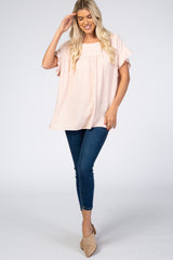 Light Pink Ruffle Sleeve Blouse