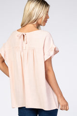 Light Pink Ruffle Sleeve Blouse