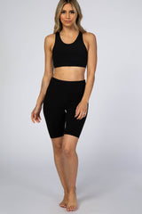 Black Cut Out Racerback Sports Bra