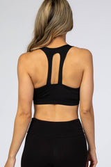 Black Cut Out Racerback Sports Bra