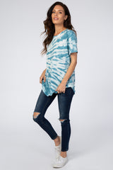 Blue Tie Dye Short Sleeve Top