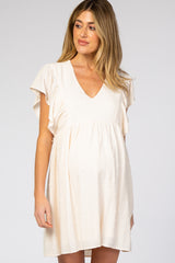 Cream Textured Babydoll Maternity Dress