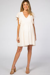 Cream Textured Babydoll Maternity Dress