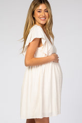 Cream Textured Babydoll Maternity Dress