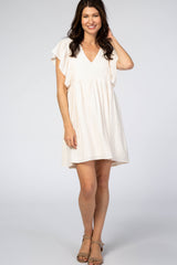 Cream Textured Babydoll Dress