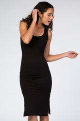 Black Sleeveless Side Slit Dress