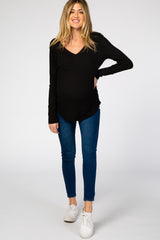 Black Knit Long Sleeve Maternity Top