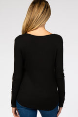 Black Knit Long Sleeve Maternity Top