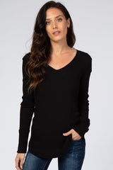 Black Knit Long Sleeve Maternity Top